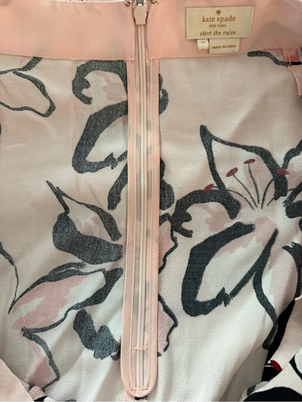 Kate Spade New York Floral A-Line Skirt Pink Black White Size 16
